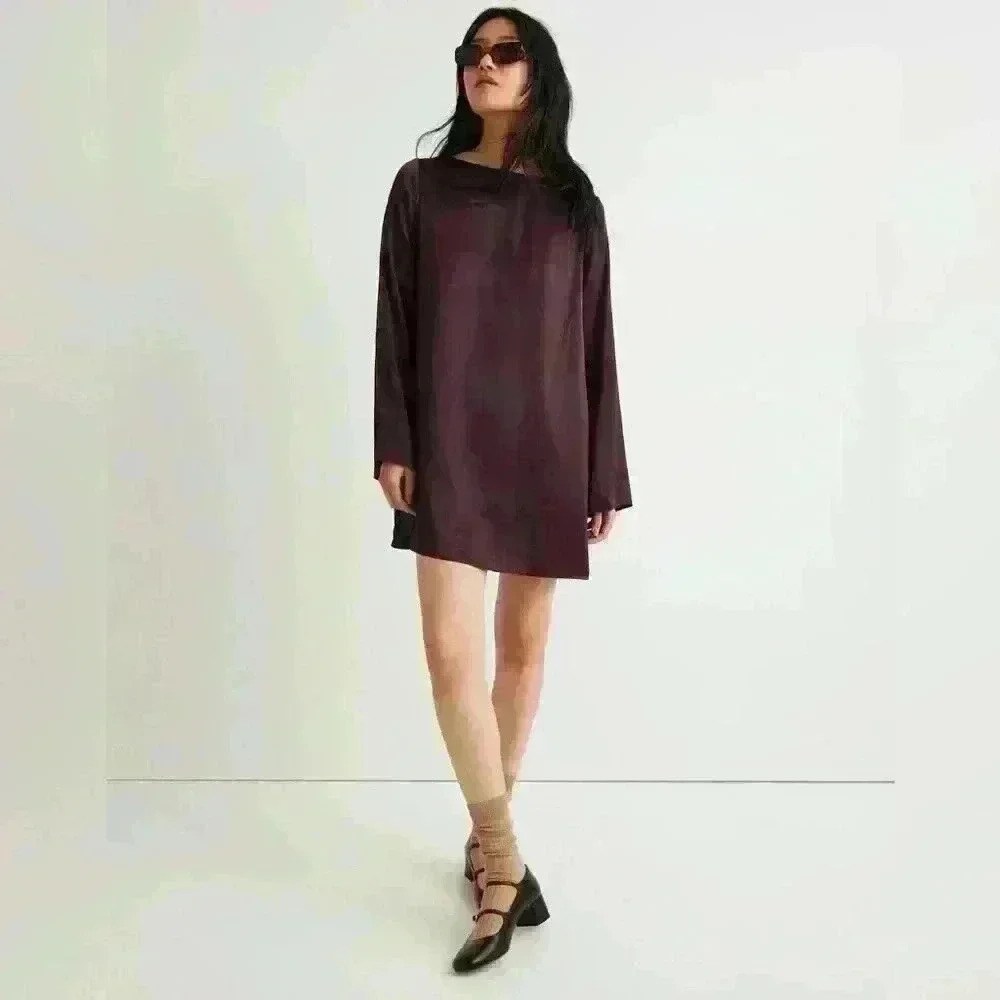 NWT! Madewell Shift Mini Dress Size Small Chocolate Raisin $98 MSRP